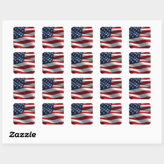 American flag square sticker