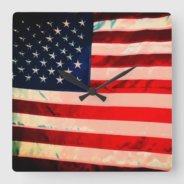 American Flag Square Wall Clock (Front)