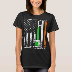 American Flag St Patrick's Day Beer Drinks Well Wi T-Shirt