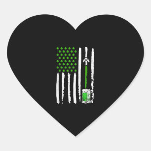 American Flag St. Patrick's Day Drinking Shamrock Heart Sticker