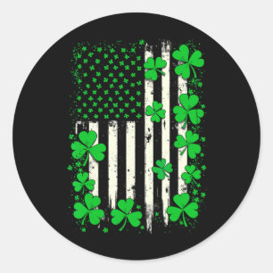 American Flag St Patricks Day Vintage Irish _1 Classic Round Sticker