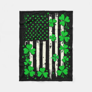 American Flag St Patricks Day Vintage Irish Fleece Blanket