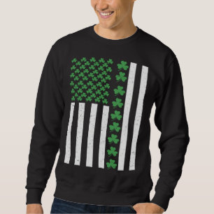 American Flag St Patricks Day Vintage Irish Lucky  Sweatshirt