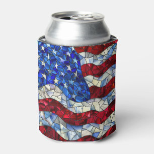 American Flag Stained Glass Can Cooler