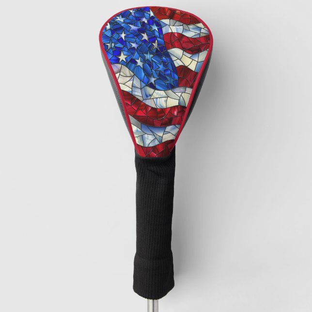 American Flag Stained Glass Golf Driver Head Cover (Front)