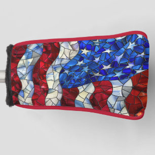 American Flag Stained Glass Golf Putter Head Cover