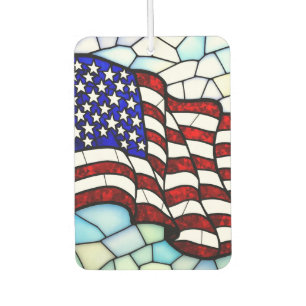 American Flag Stained Glass Mosaic Patriotic  Car Air Freshener