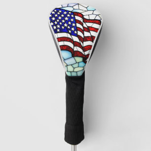 American Flag Stained Glass Mosaic Patriotic  Golf Head Cover