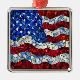 American Flag Stained Glass Ornament