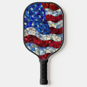 American Flag Stained Glass Pickleball Paddle