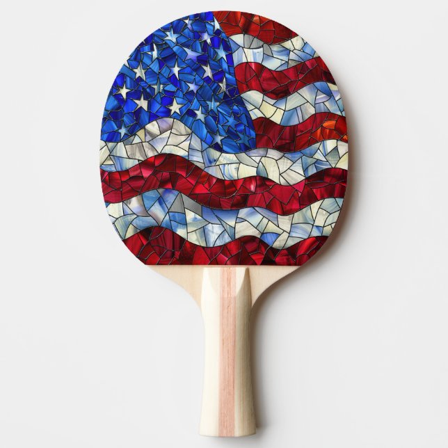 American Flag Stained Glass Ping Pong Paddle (Front)
