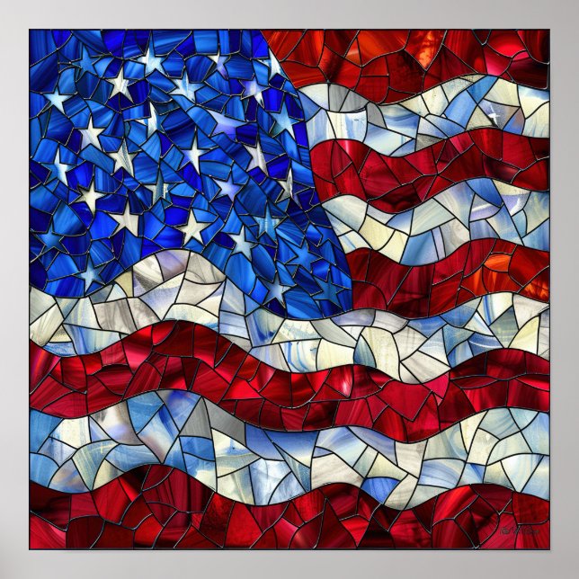 American Flag Stained Glass Poster (Front)