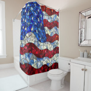 American Flag Stained Glass Shower Curtain