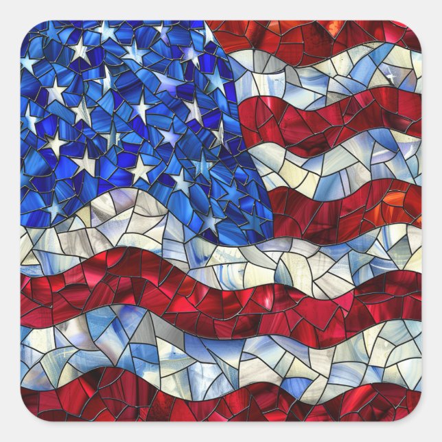American Flag Stained Glass Stickers (Front)