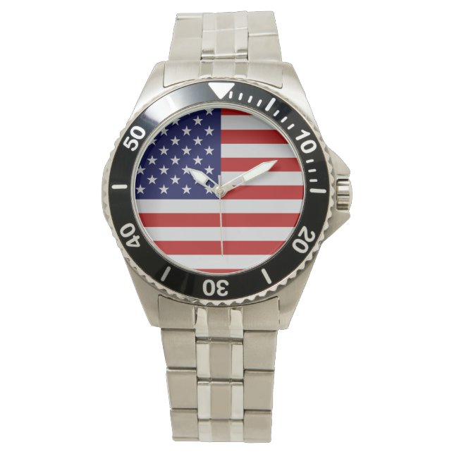 American Flag Stainless Steel Bracelet Watch (Front)