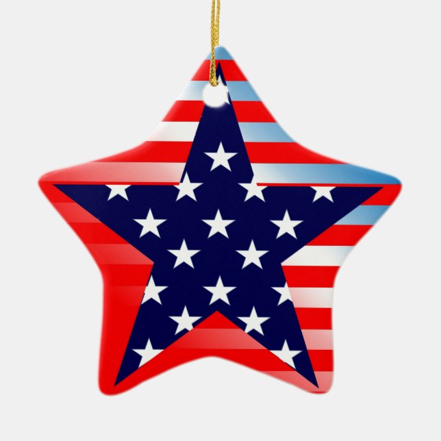 American Flag Star Ceramic Ornament (Front)