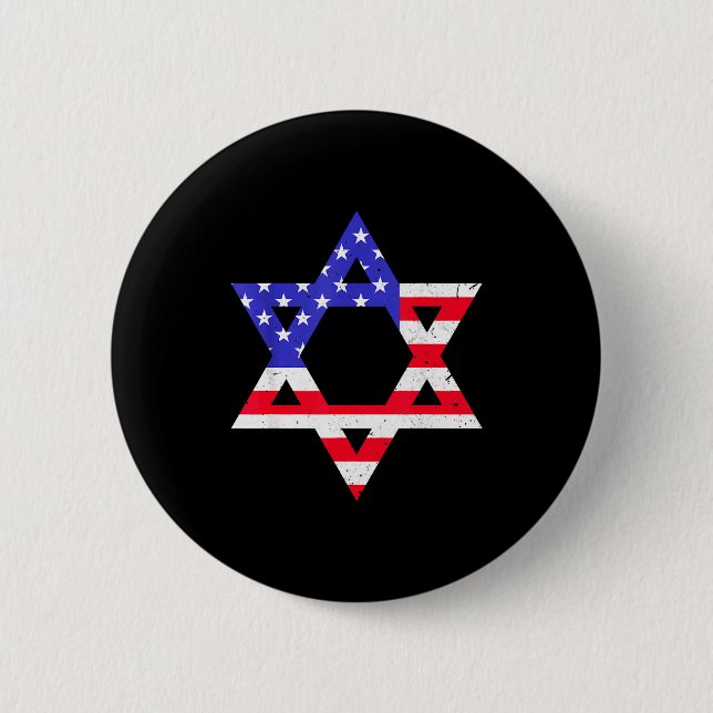 American Flag Star Of David Jewish Hanukkah T Shir 6 Cm Round Badge (Front)
