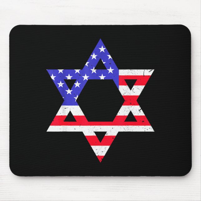 American Flag Star Of David Jewish Hanukkah T Shir Mouse Pad (Front)