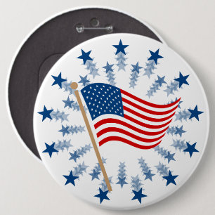 American Flag Starburst Fireworks 4th of July 6 Cm Round Badge