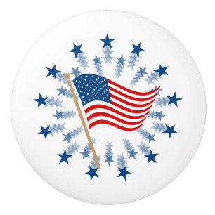 American Flag Starburst Fireworks 4th of July Ceramic Knob