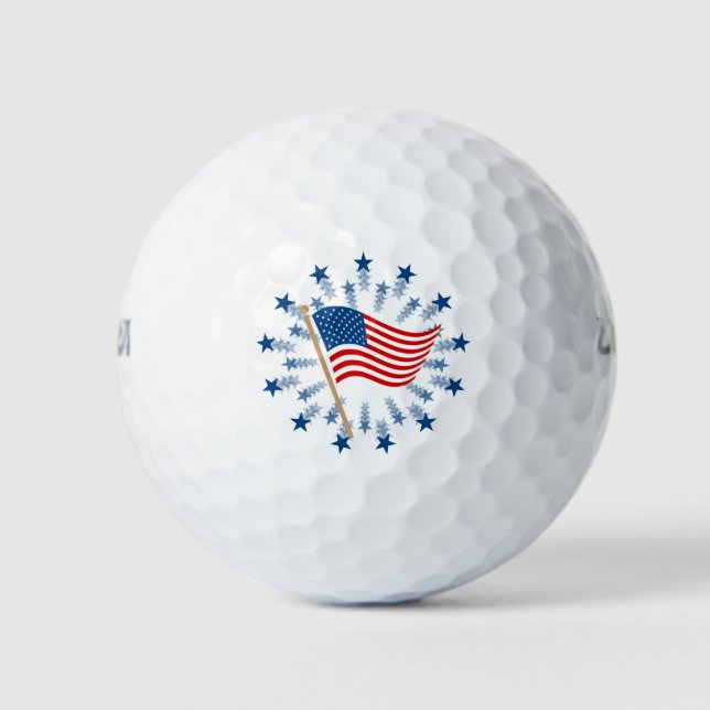 American Flag Starburst Fireworks 4th of July Golf Balls (Front)