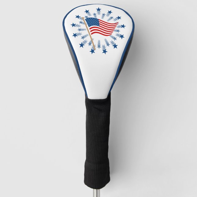 American Flag Starburst Fireworks 4th of July Golf Head Cover (Front)