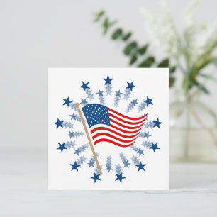 American Flag Starburst Fireworks 4th of July Holiday Card