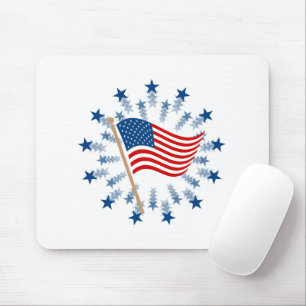 American Flag Starburst Fireworks 4th of July Mouse Pad