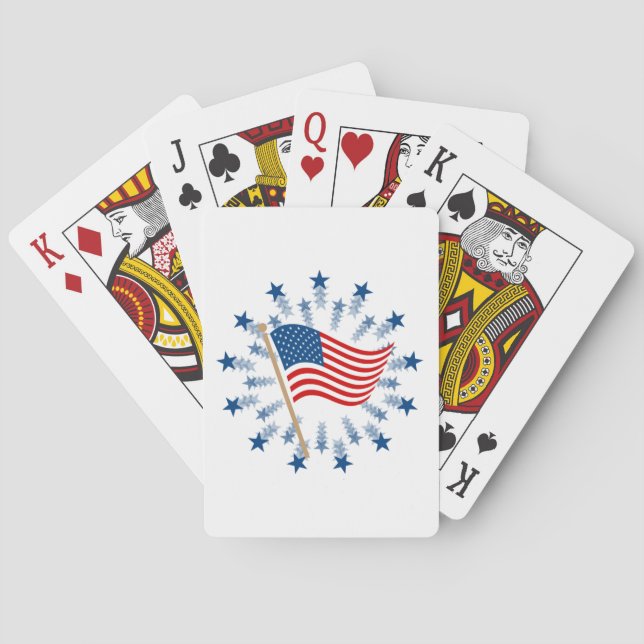 American Flag Starburst Fireworks 4th of July Playing Cards (Back)