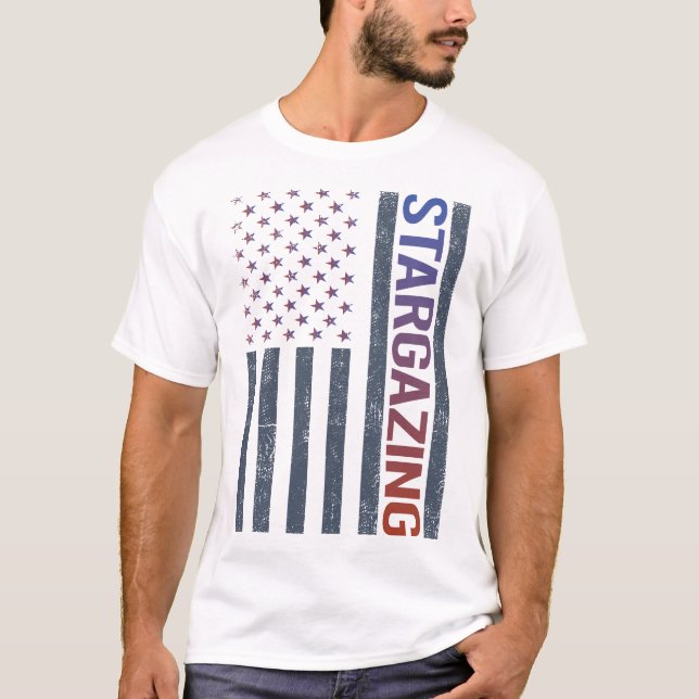 American Flag Stargazing Stargaze T-Shirt (Front)