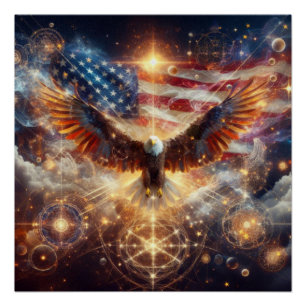 American Flag - Stars and Stripes - Bald Eagle Poster