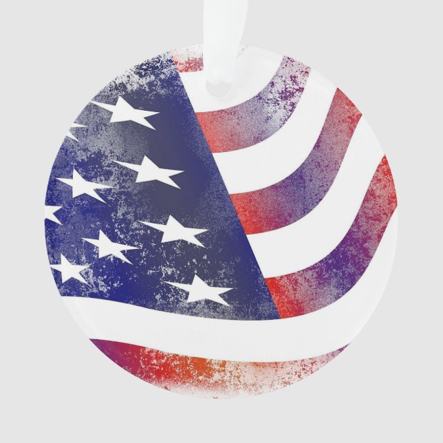 American Flag Stars and Stripes Christmas Ornament (Front)