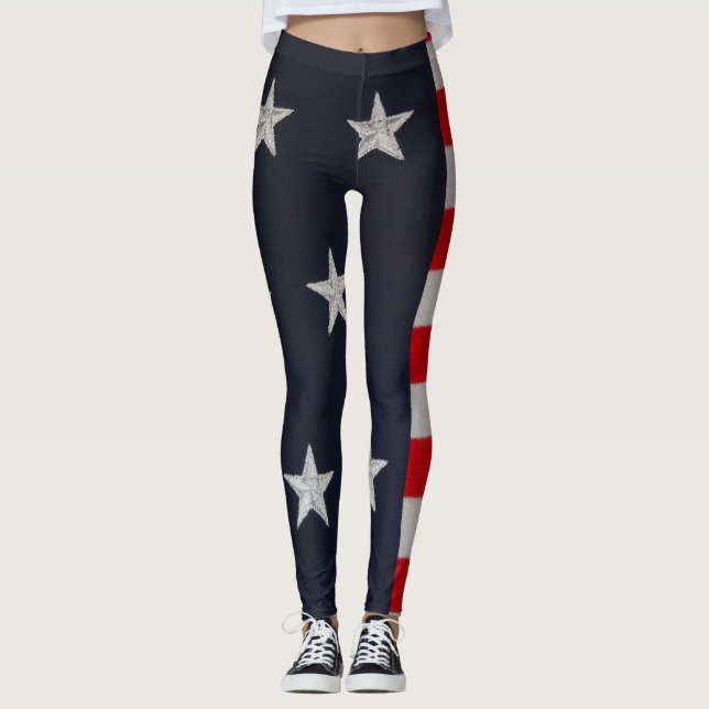 American Flag Stars and Stripes Leggings (Front)