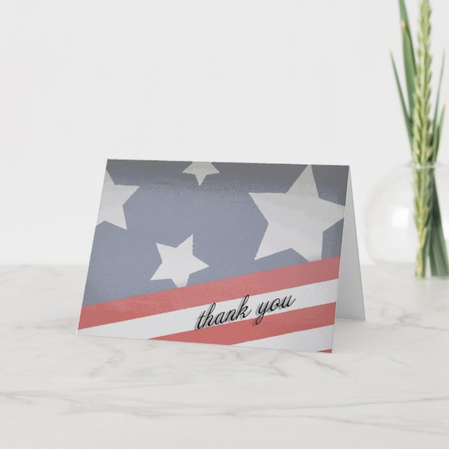 American Flag Stars and Stripes Thank You Card (Front)