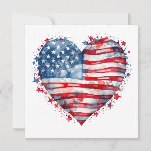 American Flag Stars Stripes Heart Patriotic USA Card