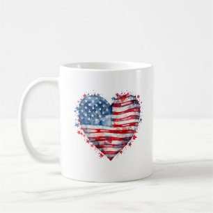 American Flag Stars Stripes Heart Patriotic USA Coffee Mug