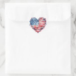 American Flag Stars Stripes Heart Patriotic USA Sticker