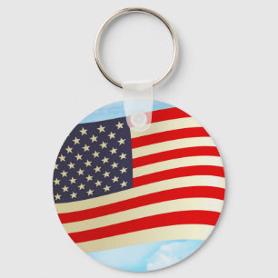 American Flag Stars Stripes Honour Freedom Troops Key Ring