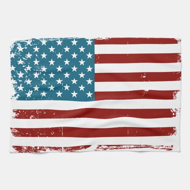 American Flag stars stripes red white blue Tea Towel (Horizontal)