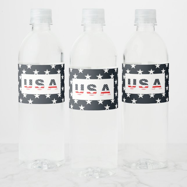American Flag Stars Water Bottle Label (Bottles)