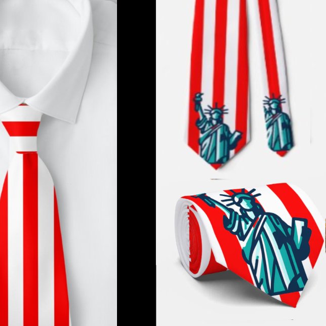 American Flag Statue of Liberty 4th of July Tie (Creator Uploaded)