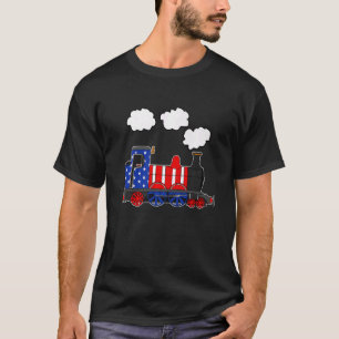 American Flag Steam Train 4th July Usa Railroad Tr T-Shirt
