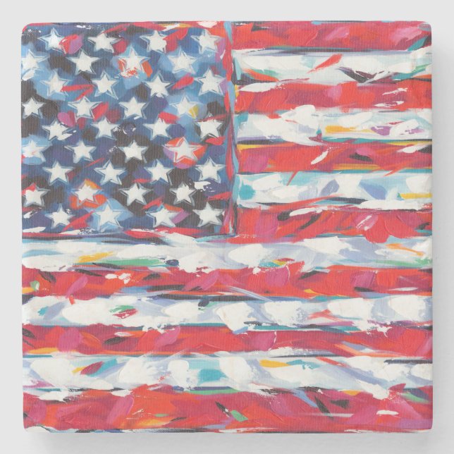 American Flag Stone Coaster (Front)
