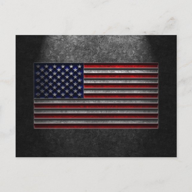 American Flag Stone Texture Announcement Postcard (Front)