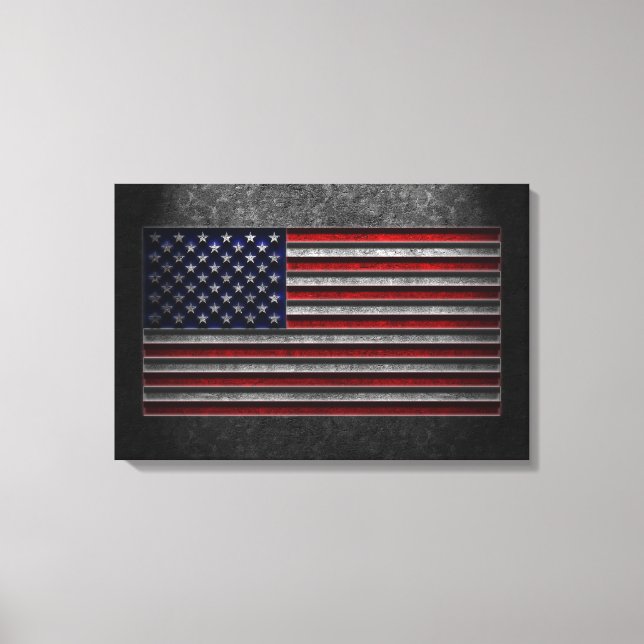 American Flag Stone Texture Canvas Print (Front)
