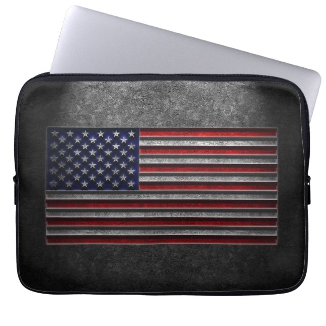 American Flag Stone Texture Laptop Sleeve (Front)