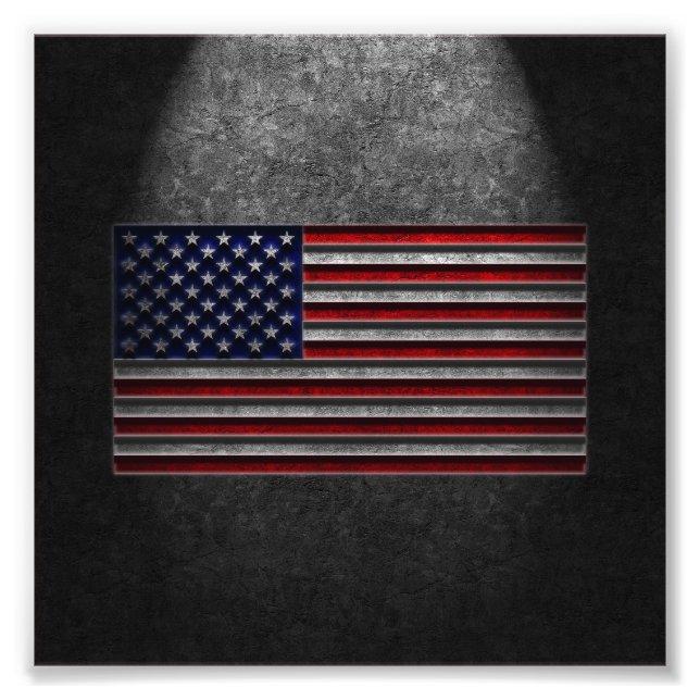 American Flag Stone Texture Photo Print (Front)