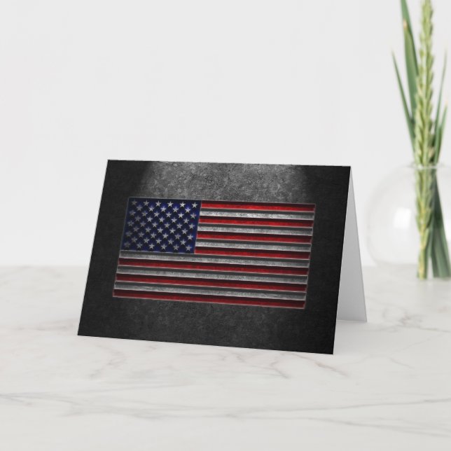American Flag Stone Texture Thank You Card (Front)