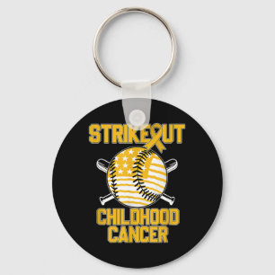 American Flag Strikeout Childhood Cancer Baseball Key Ring