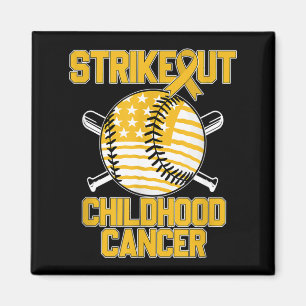 American Flag Strikeout Childhood Cancer Baseball Magnet